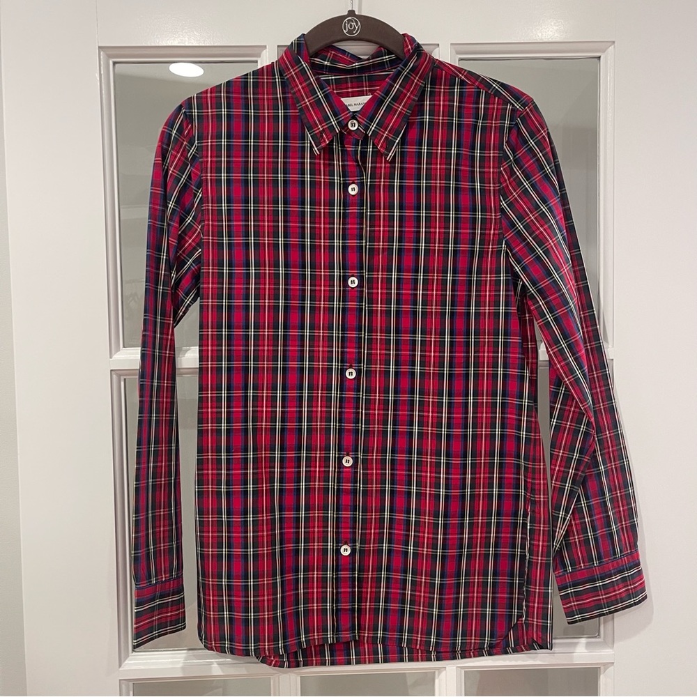 Isabel Marant Etoile Red/Green Tartan Plaid Button Down Shirt